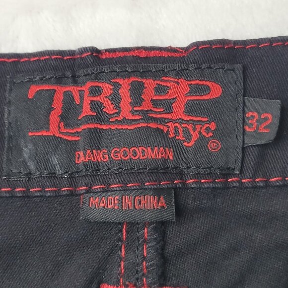Tripp NYC No Excuses Daang Goodman Men's Black and Red Bondage Pants Size 32 - Picture 9 of 10
